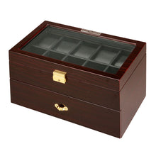 Load image into Gallery viewer, Diplomat  Twenty Watch Case With Leatherette Interior and Locking Lid Choose Ebony or Cherry Finish
