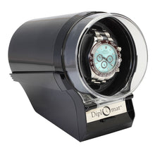 Load image into Gallery viewer, Diplomat Single Watch Winder Choose color: Black, Silver/Black or Red/Black. 12 Programmed Settings and AC Powered Japanese Mabuchi Motor