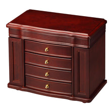 Load image into Gallery viewer, Diplomat Jewelry Chest 4 Drawers 2 Side Doors. Choose Oak or Cherry finish. Cream Felt Interior