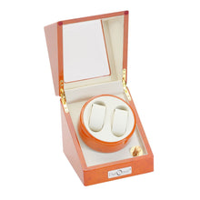 Load image into Gallery viewer, Diplomat Double Watch Winder Battery/AC Powered Smart Internal Bi-Directional Timer Control, Wood Finish with Leatherette Interior