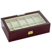 Load image into Gallery viewer, Diplomat Ten Watch Case With Locking Lid Choose Ebony or Cherry Wood Finish