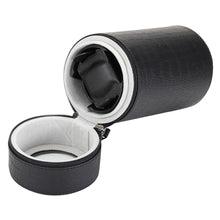 Load image into Gallery viewer, Diplomat Single Travel Watch Winder with Smart Internal Bi-Directional Timer Control, Battery/AC Powered, Black or Brown Leatherette