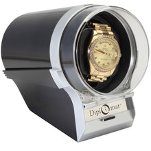 Load image into Gallery viewer, Diplomat Single Watch Winder Choose color: Black, Silver/Black or Red/Black. 12 Programmed Settings and AC Powered Japanese Mabuchi Motor