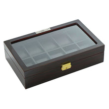 Load image into Gallery viewer, Diplomat Ten Watch Case With Locking Lid Choose Ebony or Cherry Wood Finish