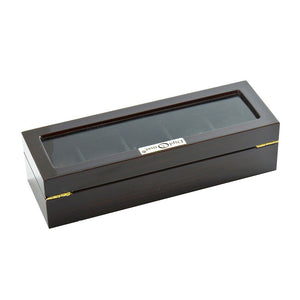Diplomat Five Watch Case Locking Lid Choose from Two Styles, Wood Finish and Leatherette Interior