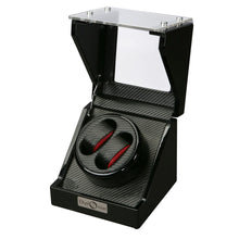 Load image into Gallery viewer, Diplomat Double Watch Winder Battery/AC Powered Smart Internal Bi-Directional Timer Control. Carbon Fiber Pattern Interior