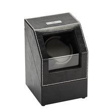 Load image into Gallery viewer, Diplomat Single Watch Winder Battery/AC Powered, Smart Internal Bi-Directional Timer Control, Leatherette Wrapped with Gray Microfiber Suede Interior