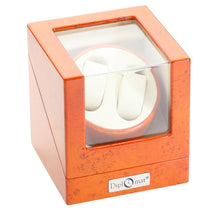 Load image into Gallery viewer, Diplomat Double Watch Winder Battery/AC Powered Smart Internal Bi-Directional Timer Control, Wood Finish with Leatherette Interior