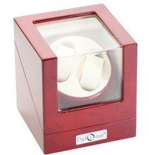 Load image into Gallery viewer, Diplomat Double Watch Winder Battery/AC Powered Smart Internal Bi-Directional Timer Control, Wood Finish with Leatherette Interior