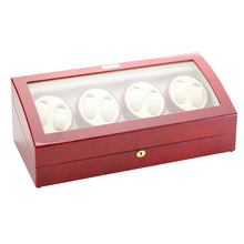 Load image into Gallery viewer, Diplomat Eight Watch Winder Nine Wristwatch Storage. Choose Color. Smart Internal Bi-Directional Timer Control Wood Finish and Leatherette Interior