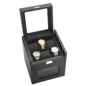 Diplomat Modena Series Single Watch Winder With Carbon Fiber Pattern, AC/Battery