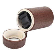 Load image into Gallery viewer, Diplomat Single Travel Watch Winder with Smart Internal Bi-Directional Timer Control, Battery/AC Powered, Black or Brown Leatherette