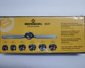 Bergeon 5537 Wrench Key and Chuck Set for Waterproof and Grooved Watch Cases Swiss Made
