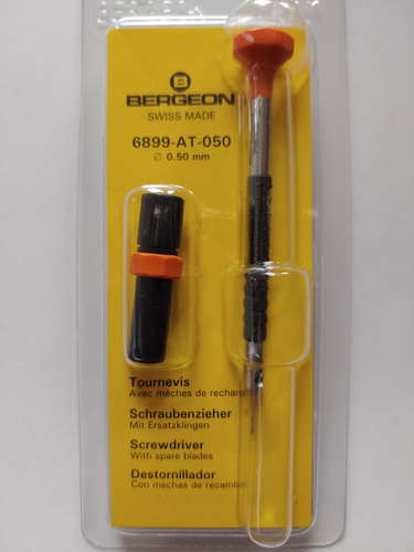 Bergeon 0.50 mm Screwdriver with Spare Blades 6899-AT-050, Ergonomic