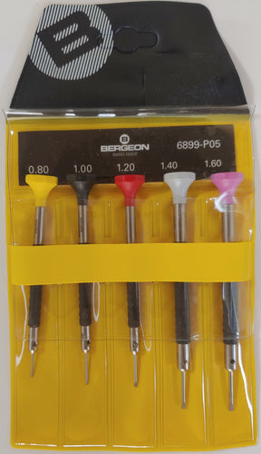 Bergeon Screwdriver Set 0.80mm-1.60mm Stainless Steel 53/55 HR No. 6899-PO5