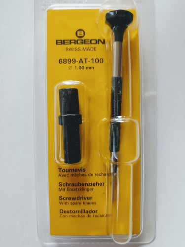 Bergeon 1.00 mm Screwdriver with Spare Blades 6899-AT-100, Ergonomic