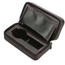 Load image into Gallery viewer, Diplomat Black Leatherette Watch Travel Pouch for 2 Watches with Suede Interior