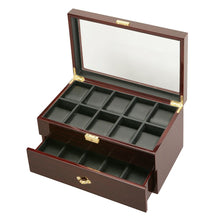 Load image into Gallery viewer, Diplomat  Twenty Watch Case With Leatherette Interior and Locking Lid Choose Ebony or Cherry Finish