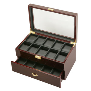 Diplomat  Twenty Watch Case With Leatherette Interior and Locking Lid Choose Ebony or Cherry Finish