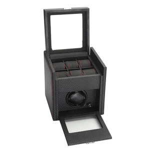Diplomat Modena Series Single Watch Winder With Carbon Fiber Pattern, AC/Battery