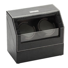 Load image into Gallery viewer, Diplomat Double Watch Winder, Battery/AC Powered. Leather with Microfiber Suede Interior, Smart Internal Bi-Directional Timer Control