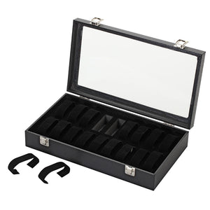 Diplomat Eighteen Watch Case with Adjustable Inserts, Black Leatherette with Felt Interior