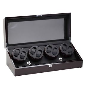 Diplomat Eight Watch Winder Nine Wristwatch Storage. Choose Color. Smart Internal Bi-Directional Timer Control Wood Finish and Leatherette Interior
