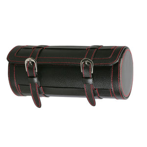 Diplomat Three Watch Travel Roll in Black Leatherette with Red Stitching and Black Suede Interior