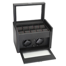 Load image into Gallery viewer, Diplomat Modena Series Double Watch Winder With Carbon Fiber Pattern, AC/Battery