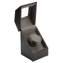 Load image into Gallery viewer, Diplomat Single Watch Winder Battery/AC Powered, Smart Internal Bi-Directional Timer Control, Leatherette Wrapped with Gray Microfiber Suede Interior