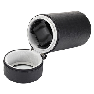 Diplomat Single Travel Watch Winder with Smart Internal Bi-Directional Timer Control, Battery/AC Powered, Black or Brown Leatherette