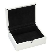 Load image into Gallery viewer, Diplomat Wood Finish Eight Watch Case, Leatherette Interior, Locking Lid, Choose Black Ebony or White