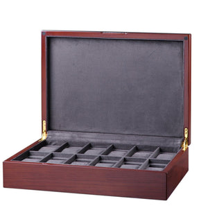 Diplomat Mahogany Twelve Watch Storage Case Choose Interior Soft Microfiber Slate or Cream Suede Interior