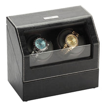 Load image into Gallery viewer, Diplomat Double Watch Winder, Battery/AC Powered. Leather with Microfiber Suede Interior, Smart Internal Bi-Directional Timer Control
