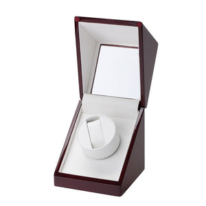 Diplomat Windsor Watch Winder Battery/AC Powered, Smart Internal Bi-Directional Timer, Battery/AC Powered Cherry Finish White Interior