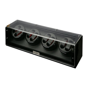 Diplomat Gothica Eight Watch Winder with Black Carbon Fiber Pattern Interior and Black Glossy Exterior