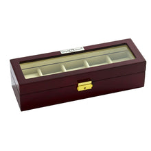 Load image into Gallery viewer, Diplomat Five Watch Case Locking Lid Choose from Two Styles, Wood Finish and Leatherette Interior