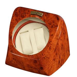Diplomat Economy Burl Wood Finish Double Watch Winder With Smart Internal Bi-Directional Timer Control