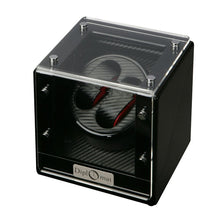 Load image into Gallery viewer, Diplomat Double Watch Winder Battery/AC Powered Smart Internal Bi-Directional Timer Control. Carbon Fiber Pattern Interior
