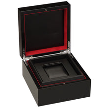 Load image into Gallery viewer, Diplomat Piano Finish Single Watch Case with Leatherette Interior. Choose Black or Brown