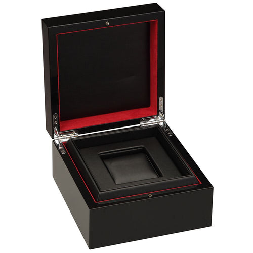 Diplomat Piano Finish Single Watch Case with Leatherette Interior. Choose Black or Brown